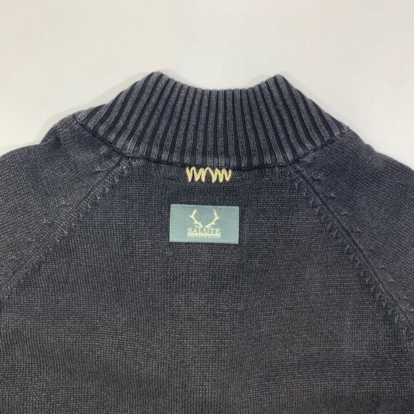 Levelwear Salute Sweater Mens XL Black Grey Cotton 1/4 Zip Mock Neck Pullover - Picture 9 of 14